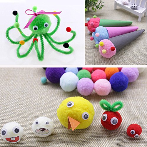 baotongle 1000Pcs Pipe Cleaners Chenille Stem 6mm x 12 Inch Reusable Craft Bendable Twistable 200 Pipe Cleaners, 200 Pom Poms, 600 Wiggle Eyes in a Box Children Puzzle Kindergarten Handmade DIY Art