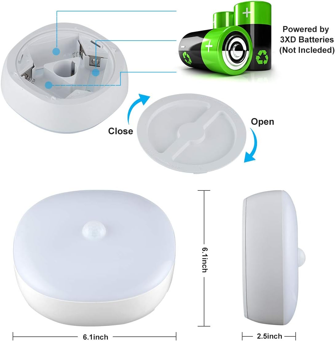 Youtob Battery Powered LED Ceiling Light Wireless Motion Sensor Light 300 Lumens 5W for Indoor Outdoor, Closet, Pantry, Stair, Garage, Basement, Shower(4000K Cool White): Home Improvement