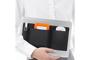 Lacdo 3-Pocket Mouse Holder for Laptop Stick on, External Hard Drive SSD Holder for Laptop, Stick on Pouch Organizer Adhesive