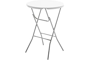 BTEXPERT 32" Round 43" Bar Height White Granite Plastic Folding Table Portable Commercial Table Banquet Card Coffee Dining Cocktail Table for Wedding Party Event Home Kitchen Outdoor