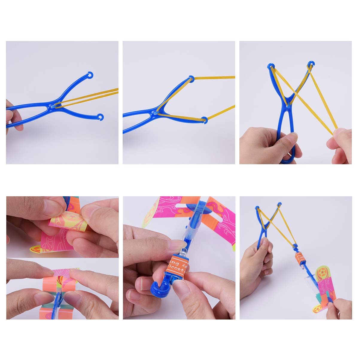 LEEHUR Toys for 6 Year Olds Boys 24pcs Light up Rocket Slingshot LED Rocket Copters Arrow Helicopter Glow in the Dark Party Supplies Birthday Class Prizes Easter Egg Fillers Basket Stuffers Goodie Bag