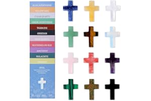 DUQGUHO Cross Crystals and Healing Stones Hearts Healing Crystals Set Gemstones Pocket Cross Shaped Stones Jesus Christian Gi