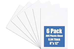 Kinlink White ABS Plastic Sheet 8" x 12"x 0.04" Flexible Moldable Impact Strength and High Tensile 1/25" Thick (1mm) Abs Sheet, Moldable Plastic DIY Materials for Home Decor and Handicrafts, 6 Pack