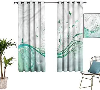 nooweihome Turquoise Bedroom Darkening Curtains Flowers ...