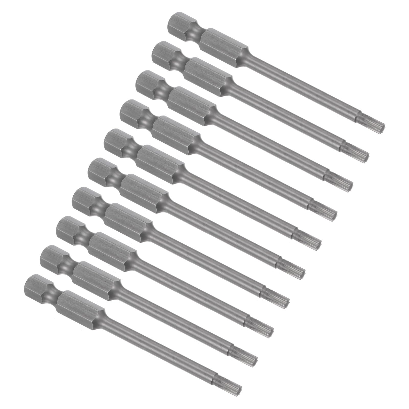 CoCud Magnetic Torx Screwdriver Bit, T15 75mm Length 1/4" Hex Shank, S2 Steel Star 6 Point Drill Driver Tamper Proof - (Applications: for Auto Repair), 10-Pieces