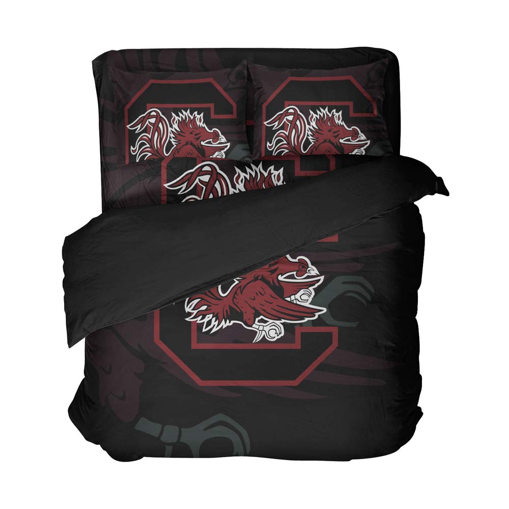 Magaport College Football Bedding South Carolina Flat Sheet, University Duvet Cover Athletics Bed Set Full 4pcs
