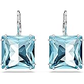 Swarovski Millenia Earrings, Square cut crystal, Blue, Rhodium plated