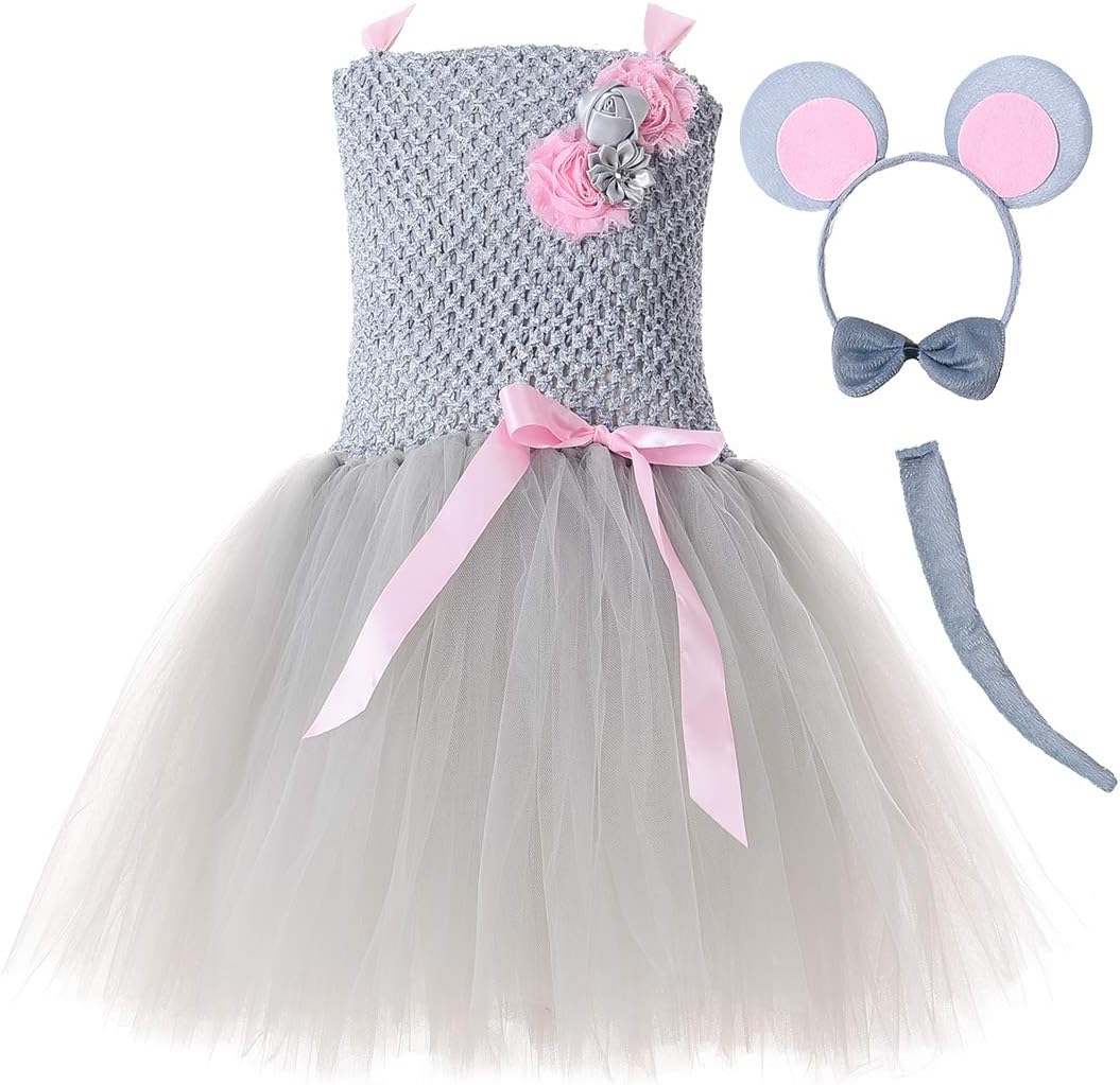 4pcs Mouse Costume for Girls Birthday Easter Party Dress Up Clothes