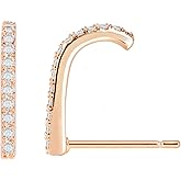 CZ Simulated Diamond Bar Hook Suspender Earrings 14K Gold/Rose Gold Plated