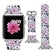 Apple Watch Band+adapter 38mm Stainless Steel Silver Metal Replacement Strap Wrist Band for iPhone Watch 38mm (100% Leather Black and pink floral pattern cashew)