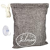 200g Jalousie Air Purifying Activated Bamboo Charcoal Bag Odor Removal for Kitchen Pet Car Closet Basement Prevent Mold Mildew Dehumidify Remove Excess Moisture Hook Included for Hanging (Black)