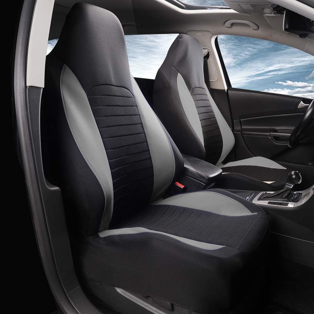 GIANT PANDA Front Seat Covers For Kia - 2-Pack Black PU Leather, Custom Fit Sorento Sportage Telluride Forte K5