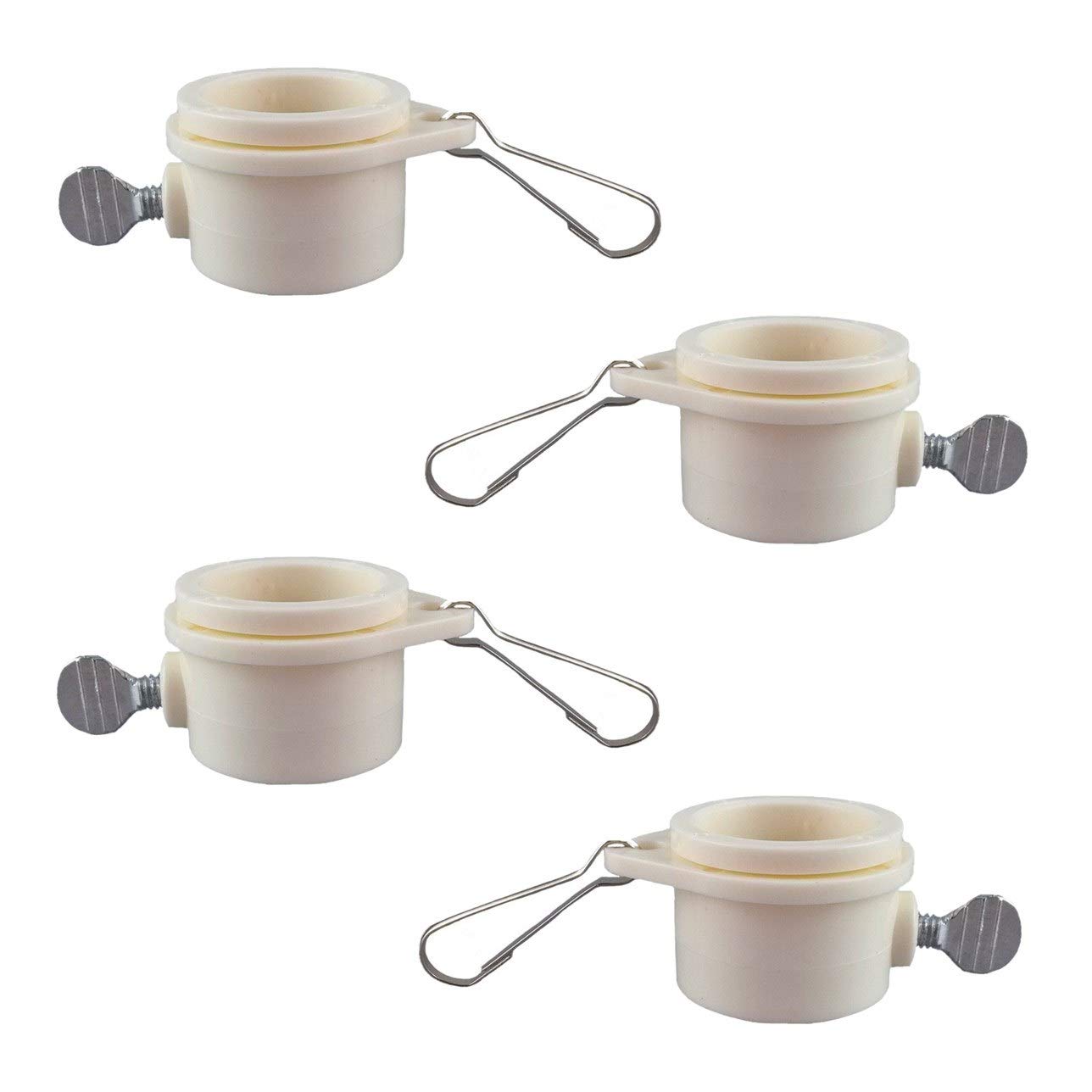 Hayodo Tangle Free Flag Pole Mounting Ring Clip - Rotating Flapole Mounting Rings with Metal Clips 360 Degree Free Rotating Adjustable Fasteners (White 1"-2Pair)