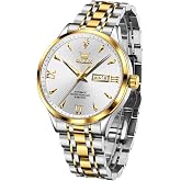 OLEVS Automatic Watches for Men Self Winding Mechanical Wristwatch Luxury Business Dress Stainless Steel Luminous Waterproof Calendar Mens Watch