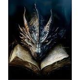 niurenmaoyi Stamped Cross Stitch Kits for Beginners,Counted Embroidery Craft Kits for Adults,Needlepoint Kits for Adults,Dragon Book Wall Art 11.8X15.8In