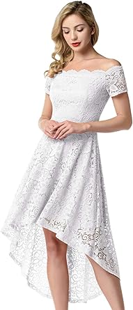 Aupuls Robe Epaule Denudee Femme Robe De Soiree Cocktail Ceremonie Asymetrique Dentelle Amazon Fr Vetements Et Accessoires
