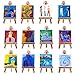 eBoot 3 by 3 Inch Mini Canvas and 3 by 5 Inch Mini Wood Easel Set for Painting Drawing Craft, 12 Pack