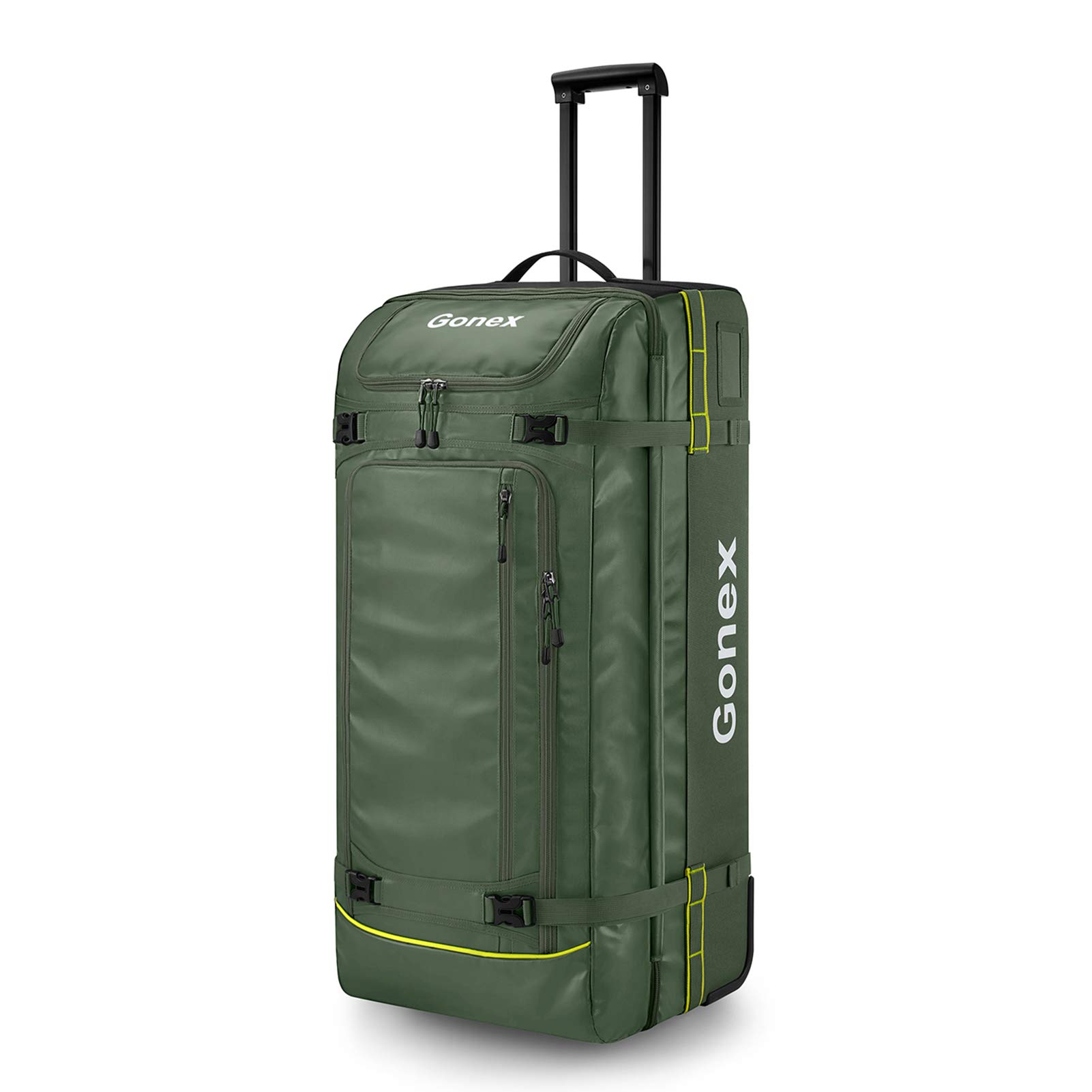 Gonex Wheeled Duffel Bag 100L Water-Repellent Rolling Luggage with Wheels Travel Holdall Bag Unisex 33 inch, Olive Green
