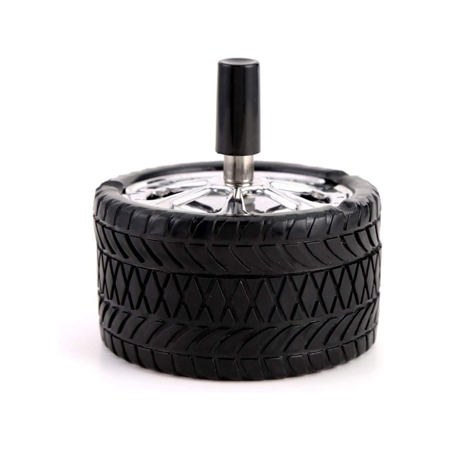 Pressure Ashtray Rotating Windproof Table Ashtray Table Ashtray with Rotating Lid Rotating Ashtray Wind Ashtray Black for Home Office and Outdoor (Pack of 1)