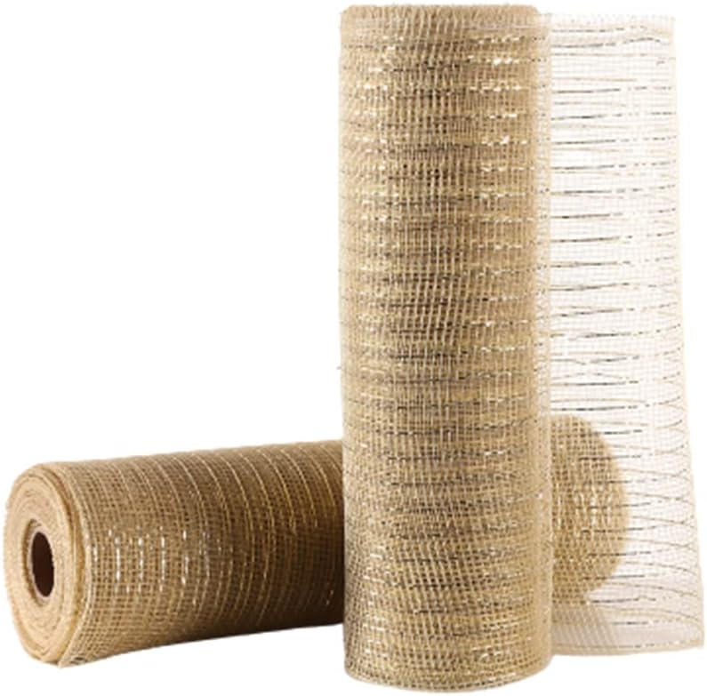 Bows & Ribbons - Christmas Mesh Ribbon 10inch 60ft (2X30ft) Wired Glitter Basic Meshed Ribbon for Christmas Tree Decor, Wreath Wedding Staircase Garland (Gold)