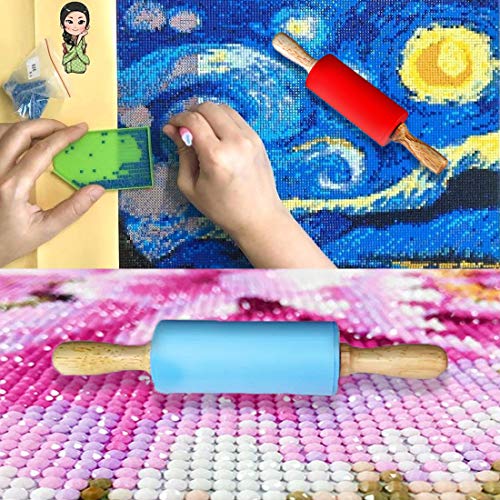5D Diamond Painting Tool Silicone Roller, Accessories for DIY Rhinestone Embroidery by Number Kit Full Drill Sticking Tightly for Adults Kids (2 Pack) - Thumbnail 3