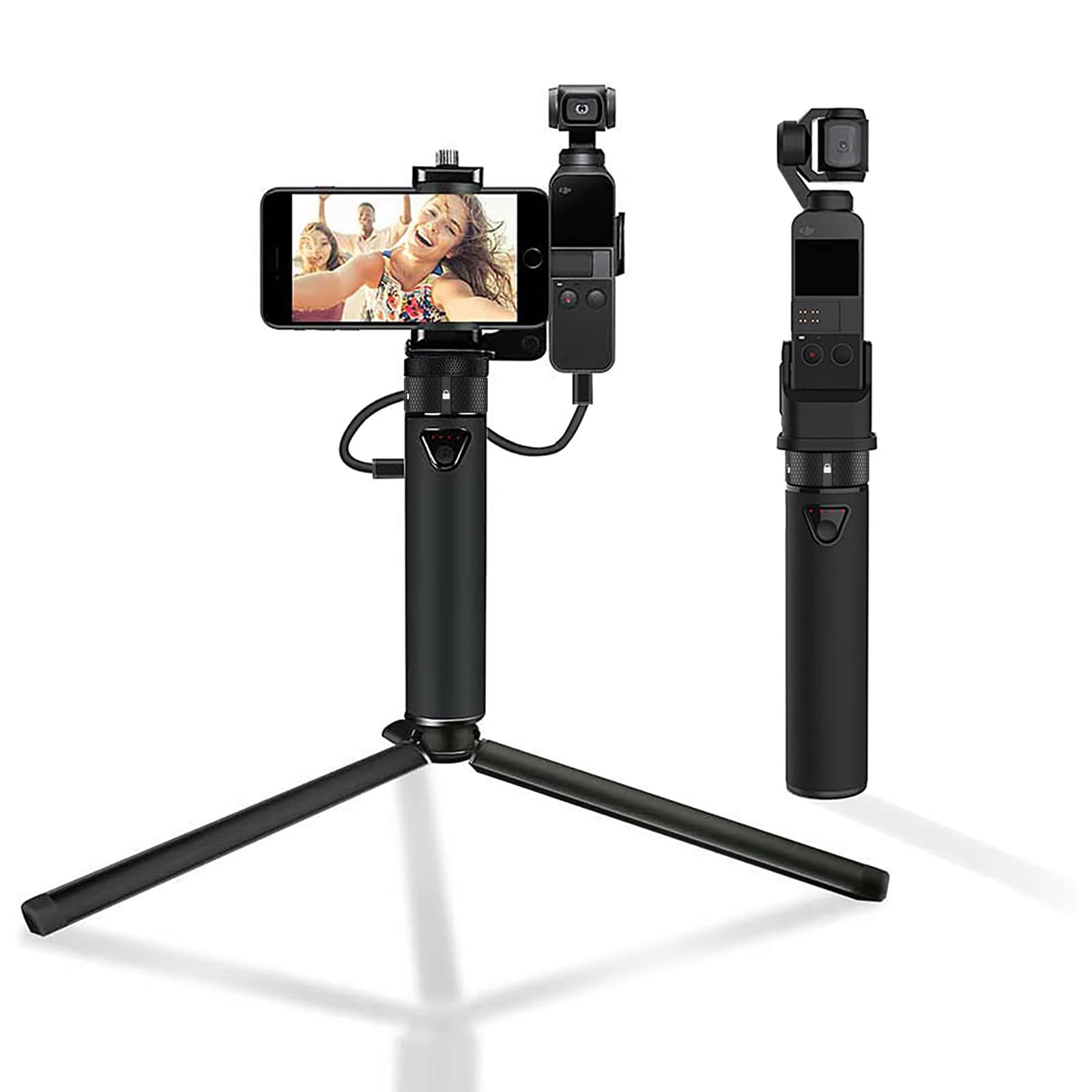 Smatree Portable Osmo Pocket 2 PowerStick(PowerBank) Compatible for DJI Osmo Pocket 2/ Pocket 1, Handheld Smartphone Holder Mount Pocket Bracket Set with Tripod for Osmo Pocket