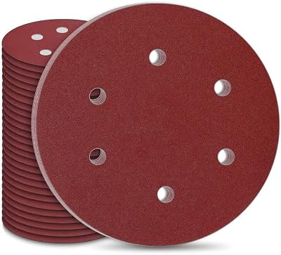 STE BRUAM 30Pcs 225mm Sanding Discs 6 Hole Hook & Loop 40-240 Grits