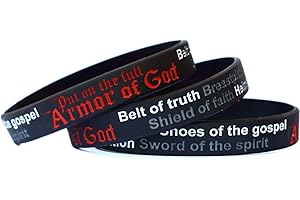 SayitBands 3 Armor of God Silicone Wristband Bracelets Ephesians 6:10-18