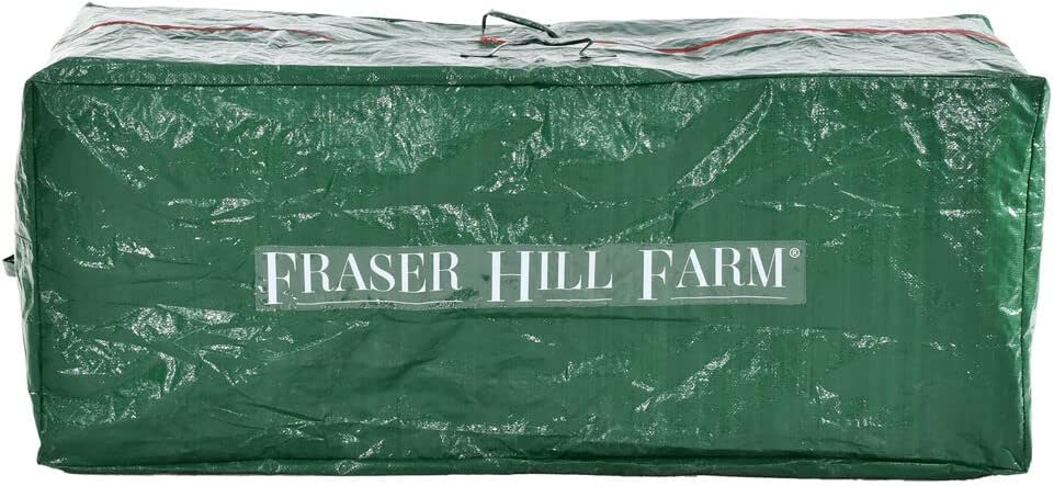 Holiday Décor Storage - Fraser Hill Farm Christmas Tree Storage Bag for Disassembled Trees up to 7.5 Feet Tall | Heavy Duty Christmas Tree Storage Container for Fake Trees | FFSBTR056-RD1
