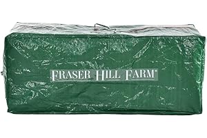 Fraser Hill Farm Christmas Tree Storage Bag for Disassembled Trees up to 7.5 Feet Tall | Heavy Duty Christmas Tree Storage Container for Fake Trees | FFSBTR056-RD1, Green