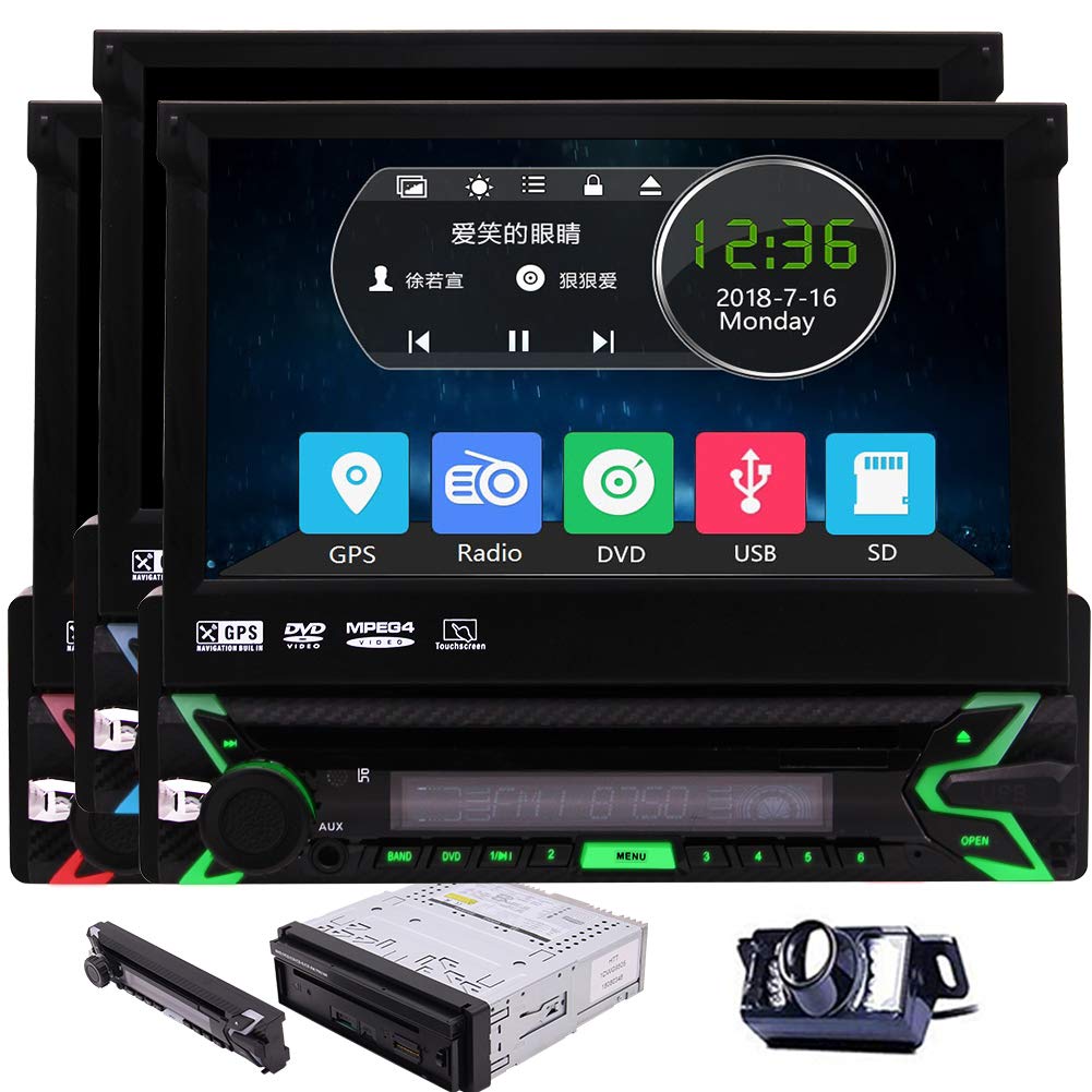 Eincar Vehicle Wince 1Din Headunit 7 Inch Detachable Panel Touchscreen Car Radio Stereo Free 8GB GPS Map Card Backup Camera Autoradio Receiver Bluetooth Aux subwoofer RDS Car CD DVD Player