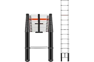 ICARRY Telescopic Ladder 12.9 FT Extension Ladder Aluminum Lightweight Telescopic Ladders, Multi-Purpose Collapsible Extension, Soft Close Design, 300lb Capacity,Ideal for Home, RV, and Outdoor Work