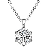 Impalsory Moissanite Pendant Necklace, 1ct 6.5mm