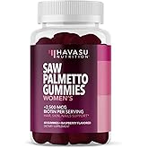 Saw Palmetto for Women with 2500mcg Biotin - DHT Blocker and Hair, Skin, Nail Health Gummies - 60 Count - Supports Stronger and Fuller Looking Locks and Radiant Skin - Vegan, Non-GMO, 1 Month Supply