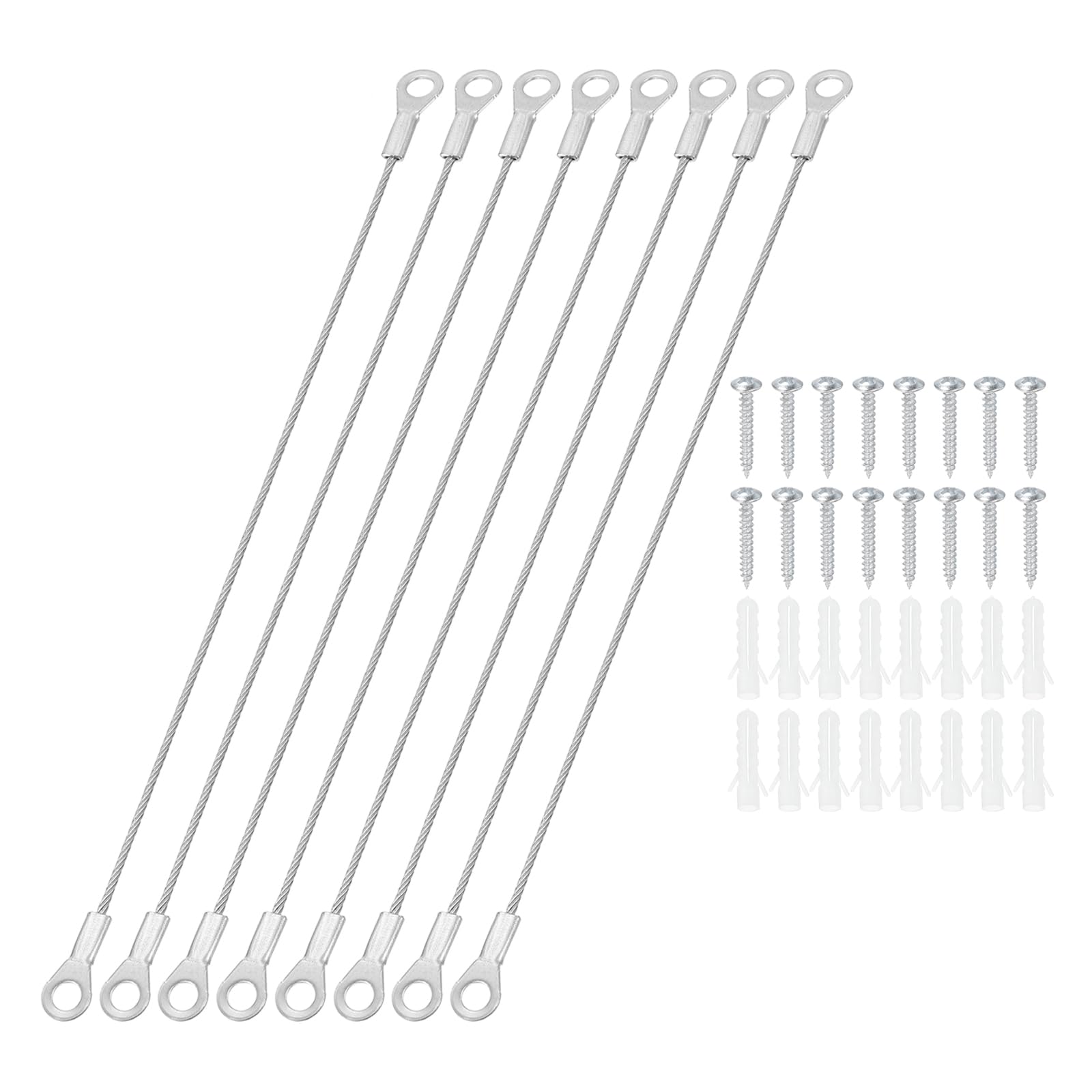 PATIKIL Cabinet Door Restraint Kit 1.5mm x 20cm, 8 Pack Stainless Steel Flexible Braided Cable Door Hinge Limiter for Limiting Chest Cupboard Door Opening Angle Swing