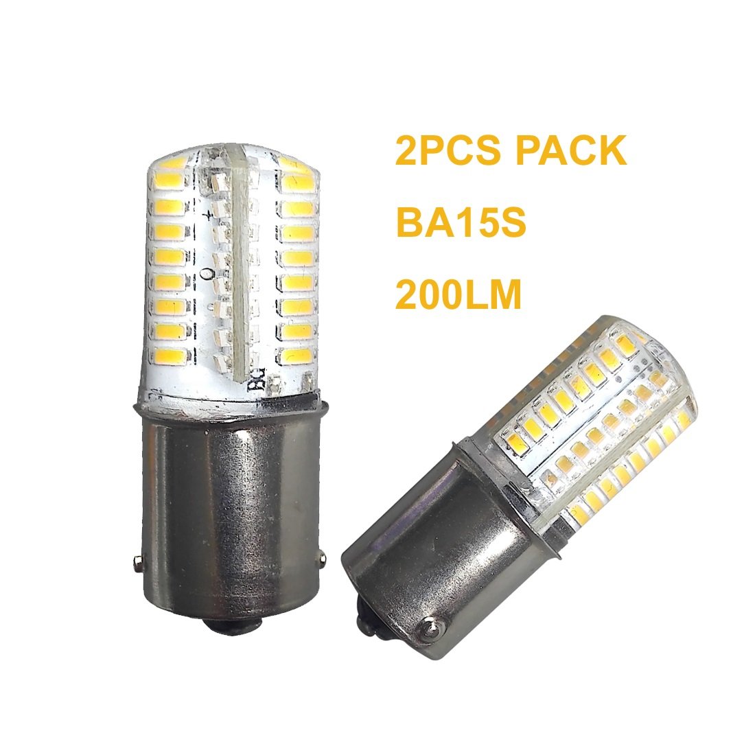 2PCS BA15S Led Bulb SMD3014 Warm White 2700-3000k DC12V AC12V Boat Car Light Replacement Bulb For RV Camper SUV MPV Car Turn Tail Reading Backup Lights 360°Beam (2pcs pack)