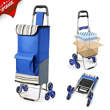ROYI Faltbare Einkaufstrolley Treppen Klettern Shipping Trolley mit Noiseless Gummi Tri-Wheels, Größerer Stauraum, Trolley-Gr