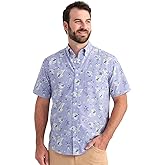 HUK - Mens Kona Pattern Short Sleeve Fishing Button Down Shirt, Lightning Sky 2.0, X-Large