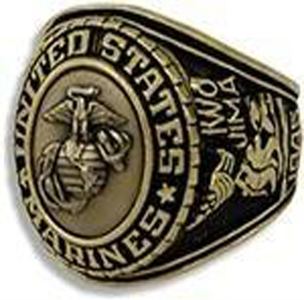 US Marines Insignia Ring - Bronze Colored Marine Corps Veteran Ring - Military Collectibles
