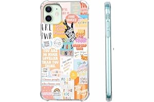 Hsondcn Case for iPhone 12/12 Pro with Beige Design,Cute Inspirational Positive Quotes Collage Pattern,Trendy Soft TPU Bumper Phone Cover(12,Yellow)