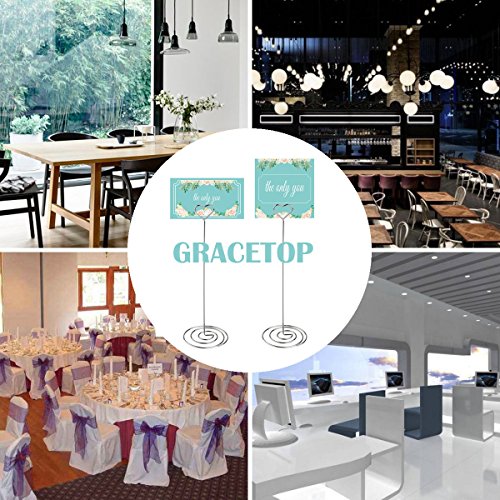 GRACETOP 12pcs Tall Place Card Holders 8.7 Inch Heart Shape Table Number Holder Chrome Plated Metal Funny Heart and Vortex Clip Desktop Decoration Memo Holder Stand Tabletop Card Holder