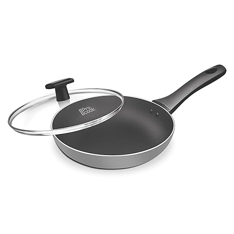 Treo by Milton Black Pearl Induction Fry Pan with Glass Lid, 24 cm / 1.8 Litre