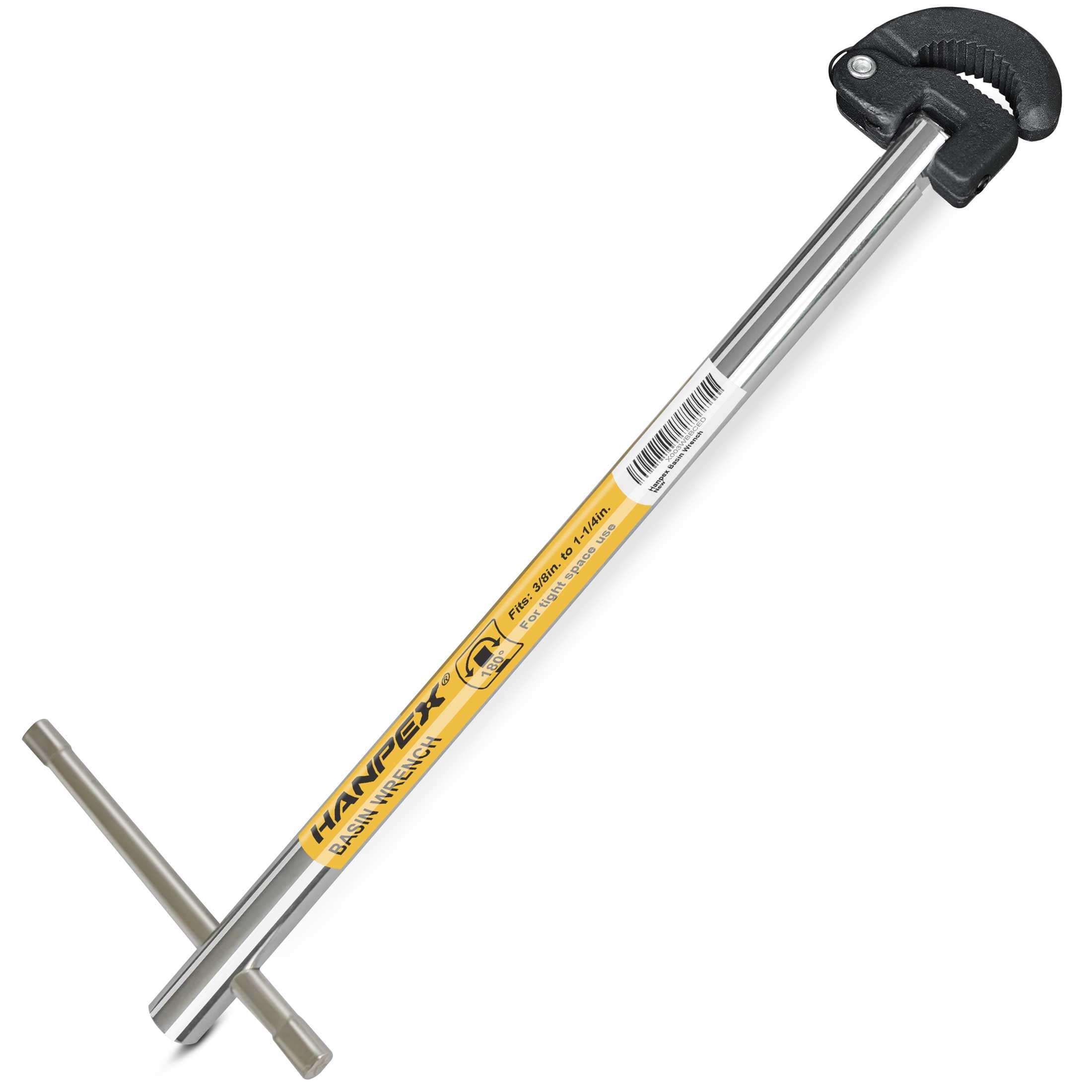 Hanpex 11-Inch Adjustable Basin Wrench for 9.5mm(3/8") to 32mm(1-1/4'') in Diameter with Spring-Loaded Jaw, Sink Wrench for Tight Space Use