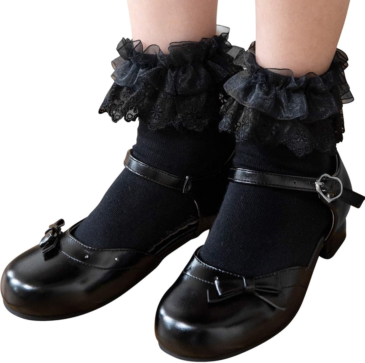 アリサナ Arisana ショートソックス キッズ 女の子 フォーマル 靴下 白 黒 スクール フリフリレース靴下 ブラック M ソックス 通販 Amazon