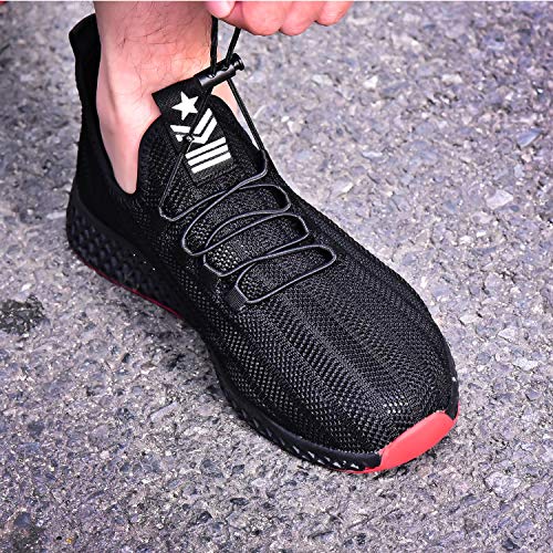 SUADEX Indestructible Steel Toe Shoes Men Women, Work Safety Shoes Slip Resistant Working Shoes Industrial Construction Sneakers for Summer 78A Black Size 11.5-12 Women/10-10.5 Men