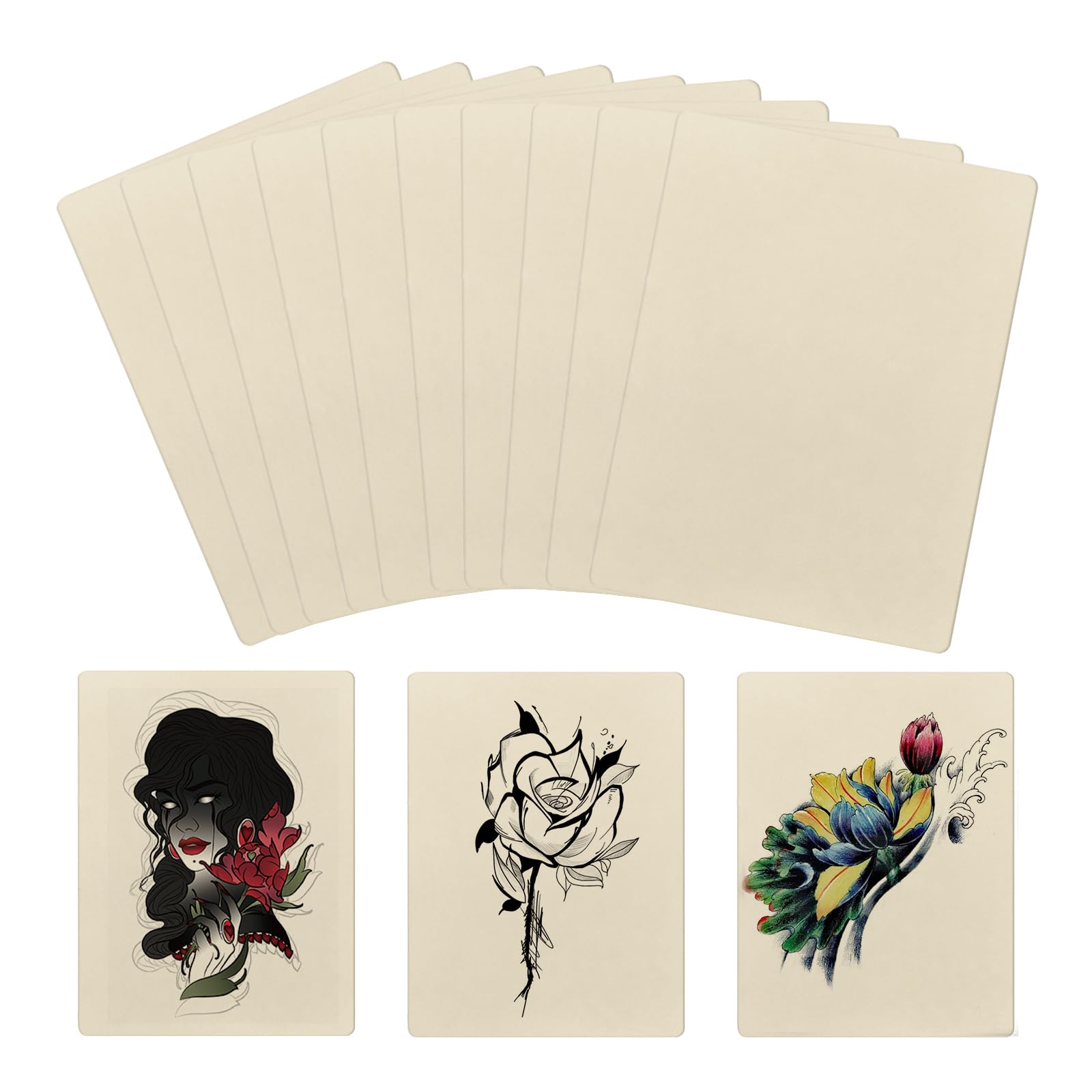 BAMTTOO 10pcs Tattoo Practice Skins Double Sides Tattoo Fake Skin 7.67x5.7in Practice Skin for Tattooing Tattoo Supplies Tattoo Kit (10S Skin)
