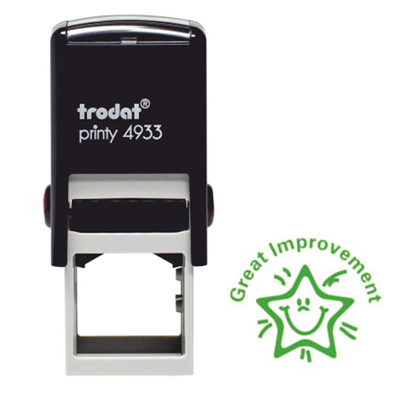 Trodat 61535 "Great Improvement" Classmates Education Stamp, Black Body - Green Ink, Small
