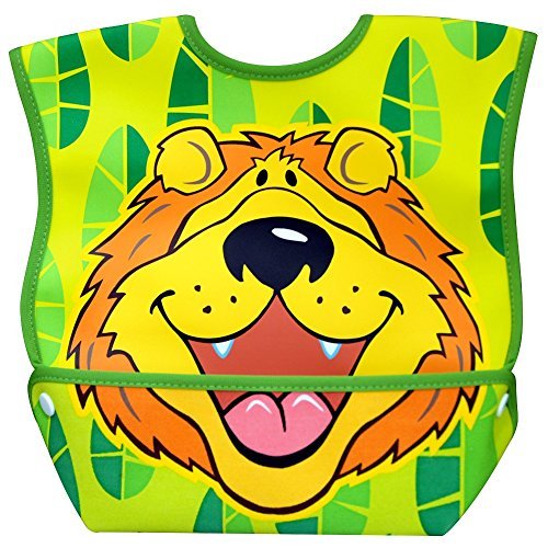 Dexbaby Big Mouth Lion Leak-Proof Dura Bib w/ Catch-All Pocket - Large | 6 months +