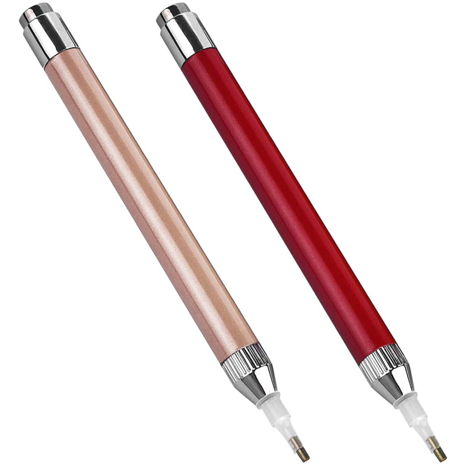 2 Pack Diamond Spot Lighting Pen with Light Art Accessories LED Drill Pen for Diamond Painting Embroidery Supplies Beads Rhinestone Application Craft Tool Rose Gold & Red