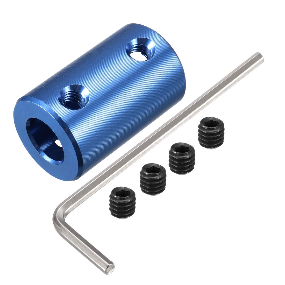 sourcingmap 8mm to 10mm Bore Rigid Coupling Set Screw L25XD16 Aluminum Alloy,Shaft Coupler Connector,Motor Accessories,Navy Blue